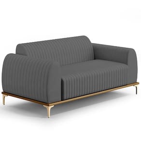 Sofá 2 Lugares Molino 150 Cm Pés D`ouro Veludo Cinza C-317