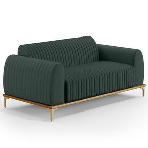 Sofá 3 Lugares Molino 180 Cm Pés D`ouro Verde Musgo C-117