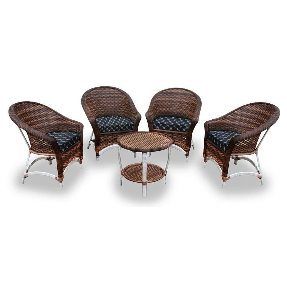 4 Poltronas + 1 Mesa Centro Nautical Marinho