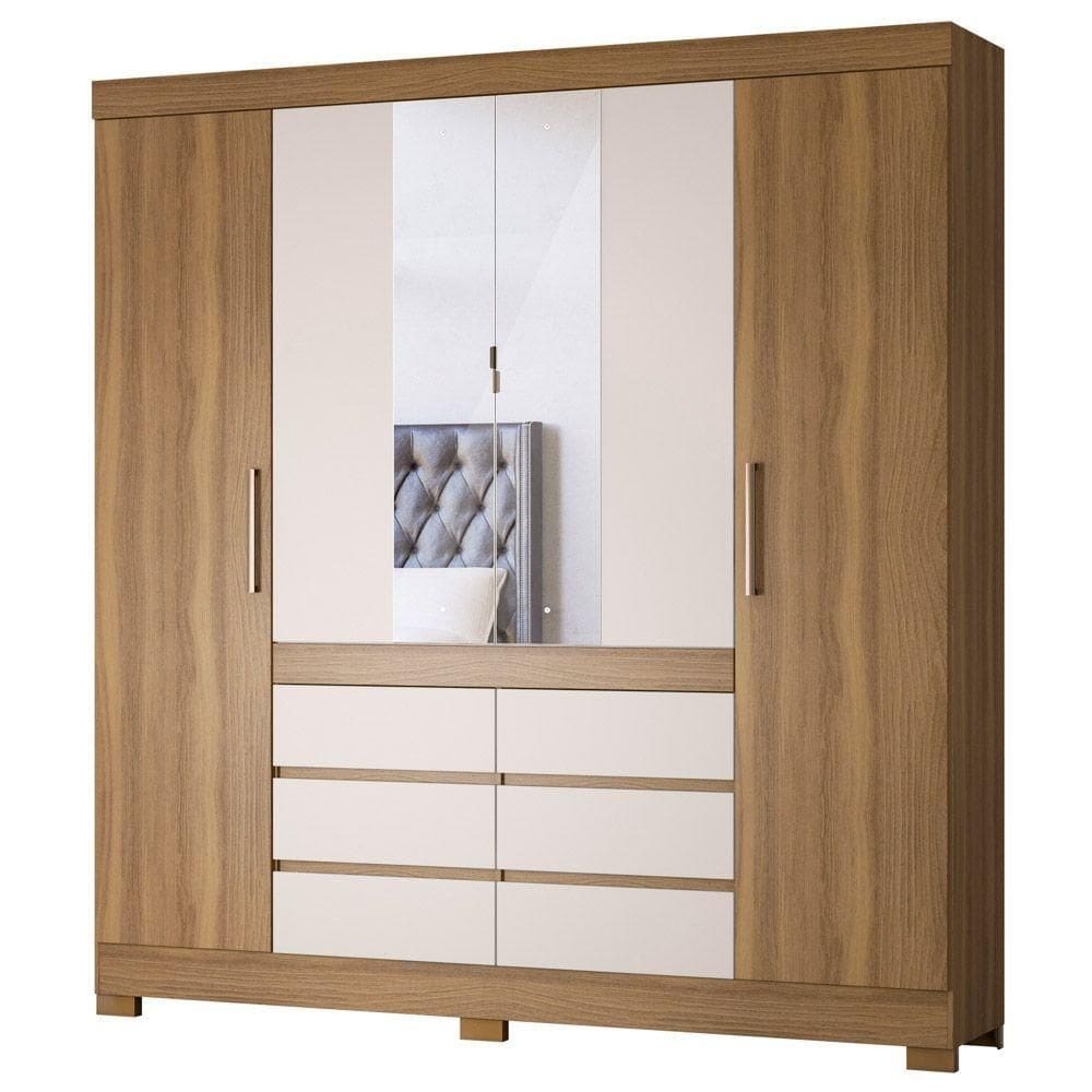 Guarda Roupa Casal 4 Portas 6 Gavetas Amendola/Off White