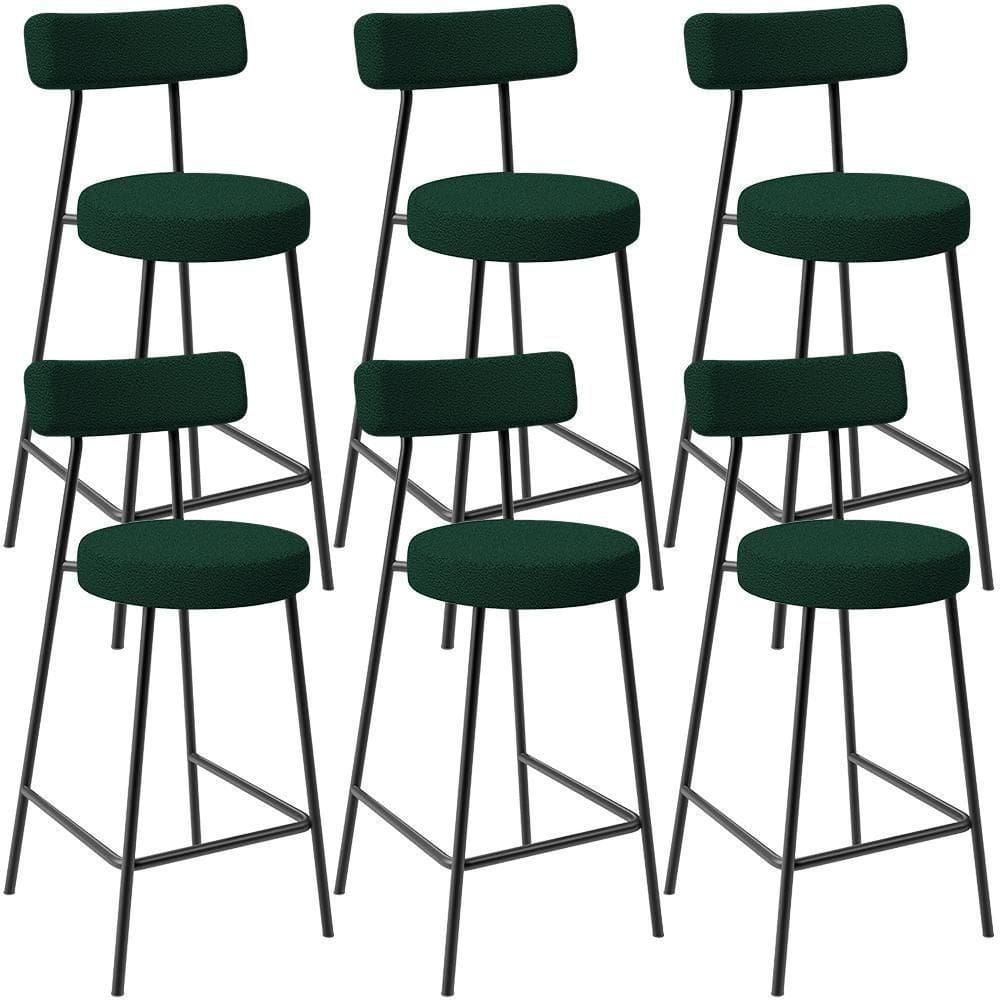 Kit 06 Banquetas Baixa Para Cozinha Sala De Jantar Bar Bancada Milão L02 Bouclê Verde