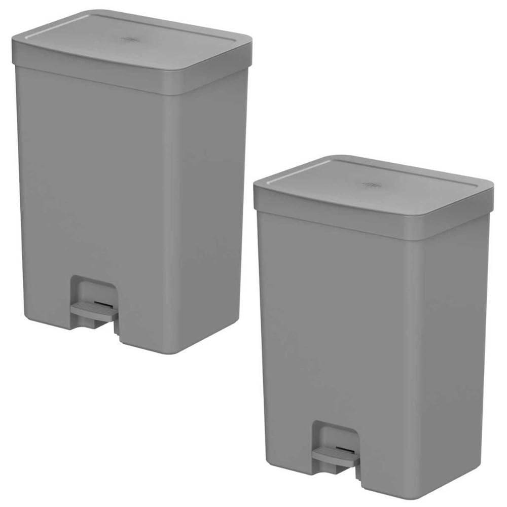 2X Lixeira De Banheiro Com Pedal 12 Litros Ou Trium Cinza