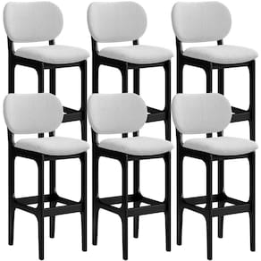 Kit 6 Banquetas Alta Betta Preto Linho Cinza