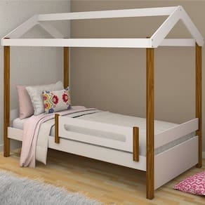 Cama Montessoriana Isa Solteiro Branco E Mel Com Colchão