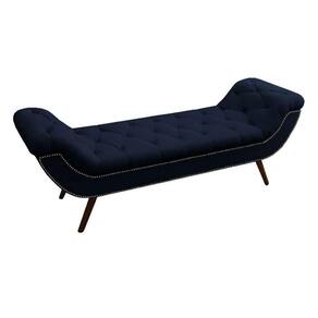 Recamier Divã Odessa P04 195 Cm Suede Azul Marinho