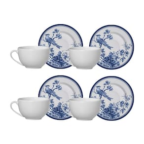 Jogo 4 Xicaras Chá Café Com Pires 300Ml Cerâmica Chinese