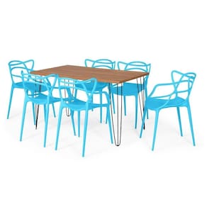Conjunto Mesa De Jantar 130x80cm Com 6 Cadeiras - Azul
