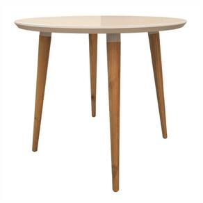 Mesa Para Sala De Jantar Redonda Betty Off White Tampo Vidro