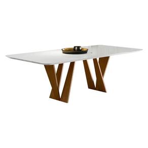 Mesa De Jantar Chile C03 160x90 Cm Cor Laca Off White/caramelo