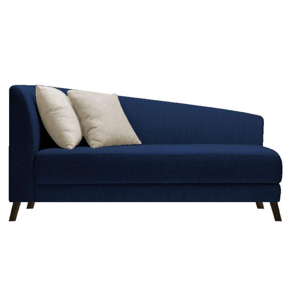 Recamier Heitor 185cm Suede Cor Azul Marinho/bege
