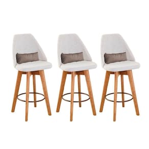 Kit 03 Banquetas Bege Claro E Almofada Suede Bege