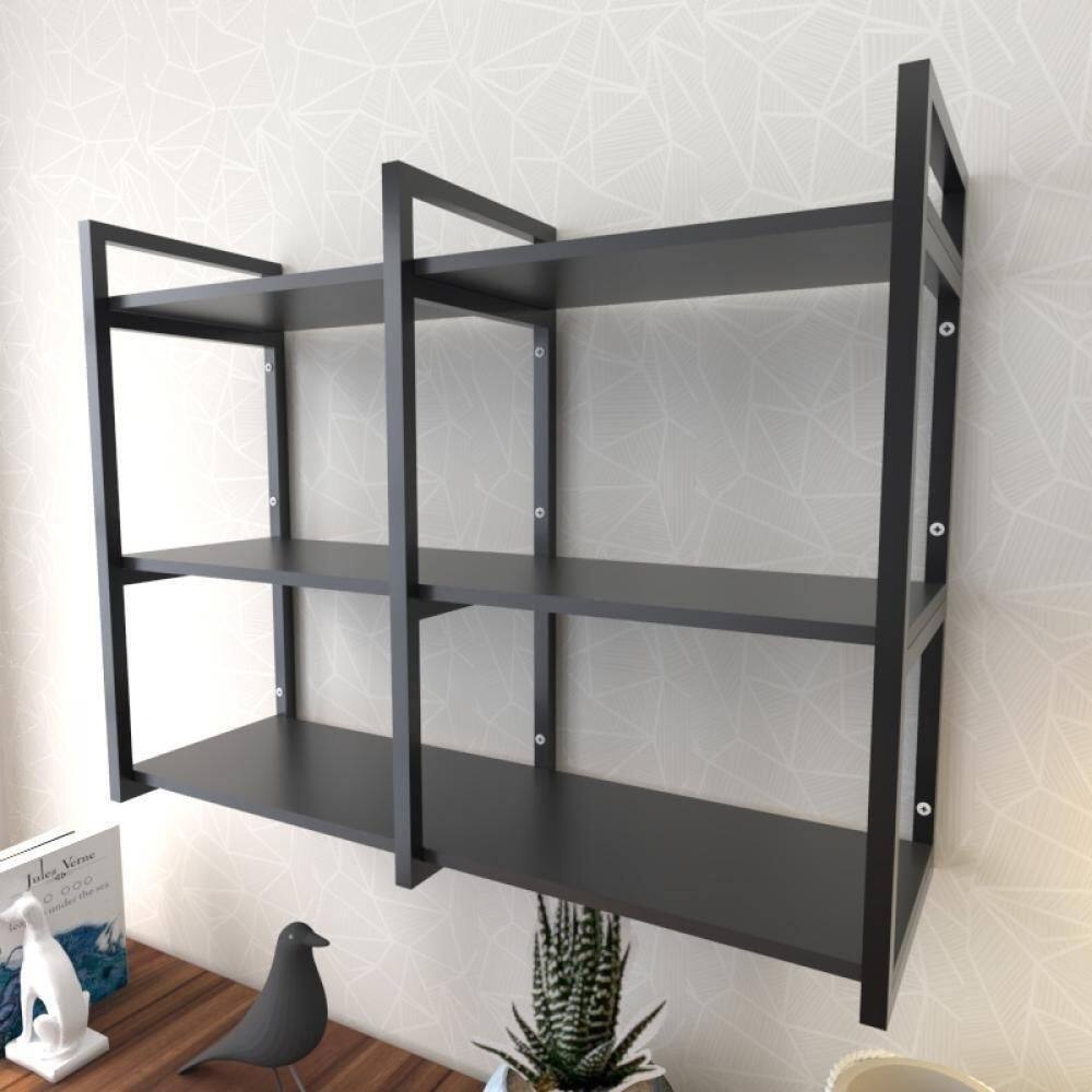 Prateleira Industrial Com Três Níveis Cor Preto 68x30x90 - Preto