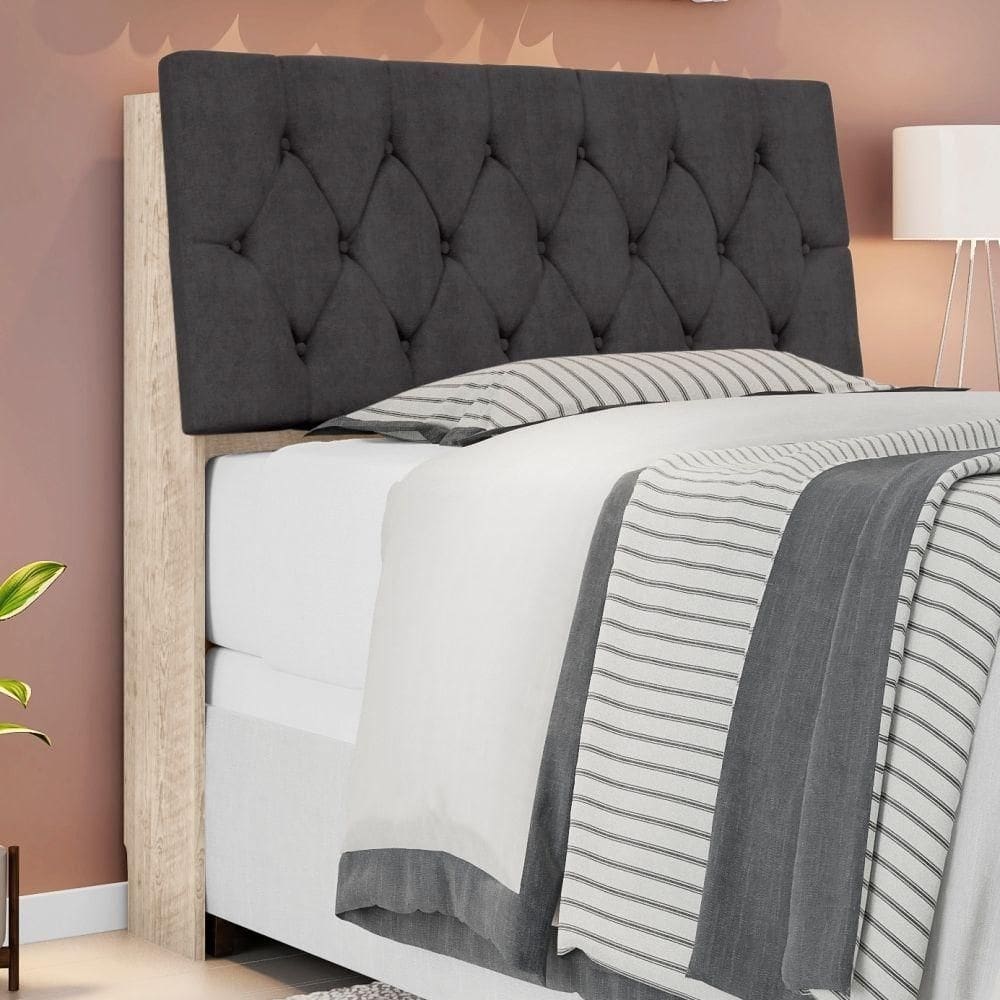 Cabeceira Casal Estofada Amarula Chumbo