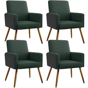 Kit 04 Poltronas Pés Palito Verde Musgo Couríssimo Preto