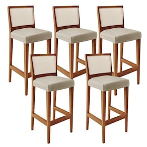 Kit 05 Banquetas Alta Para Encosto Tela Branco Facto Pérola