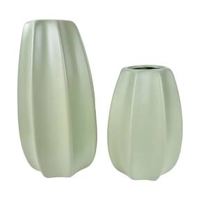 Dupla vaso centro de mesa em alto relevo verde menta