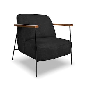 Poltrona Sala de Estar Base Industrial Preto Talim Bouclê Preto S04 - D`Rossi