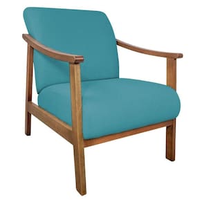 Poltrona Liz Base Madeira Suede Cor Azul Turquesa