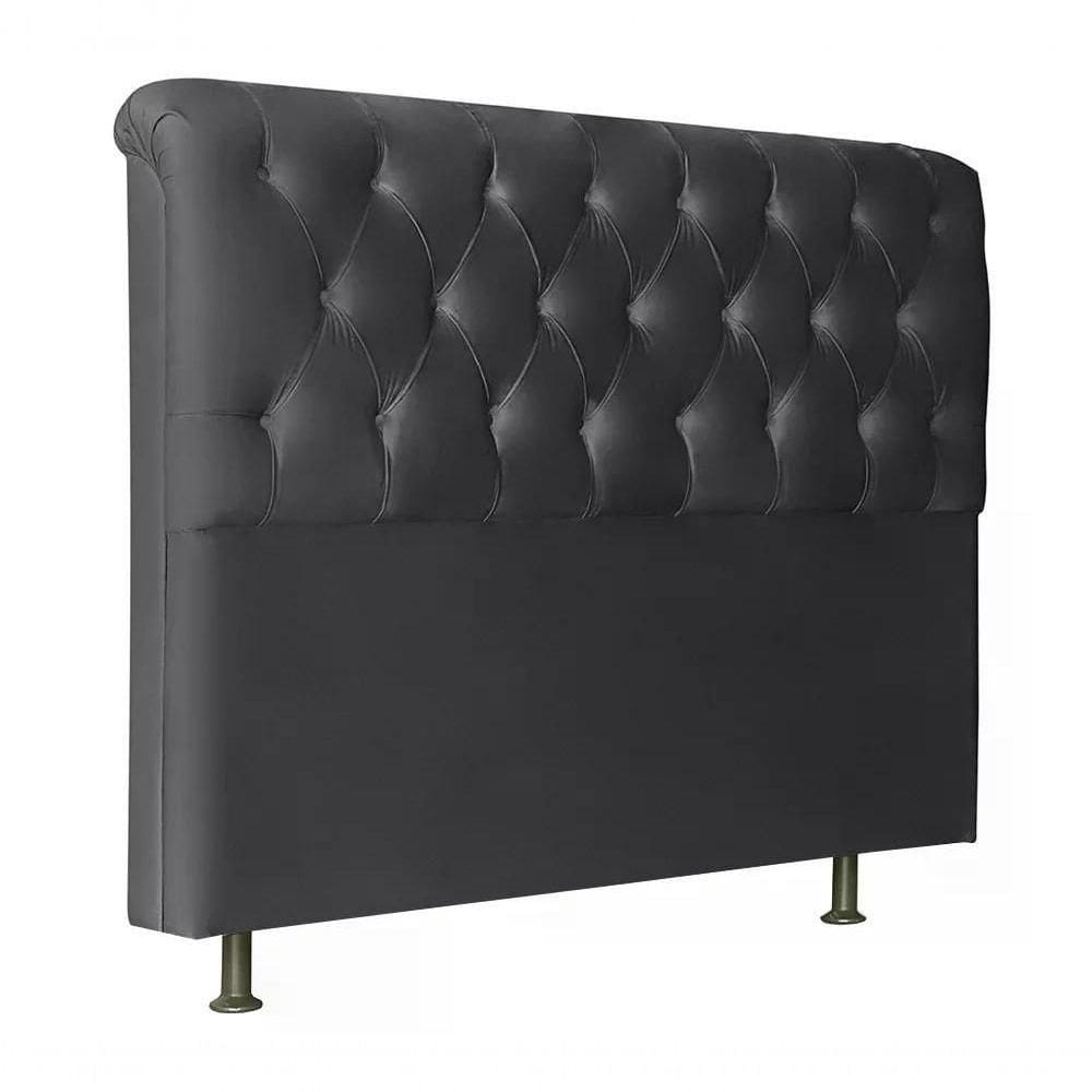 Cabeceira Solteiro 90cm Emilia Suede Preto Id Suede Preto