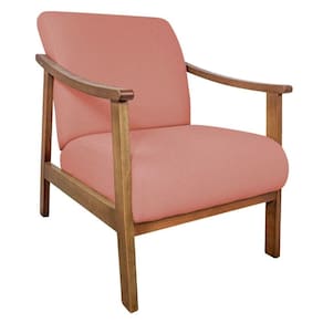 Poltrona Liz Base Madeira Suede Cor Coral