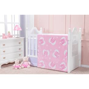COBERTOR ETRURIA BABY FLANNEL URSO ROSA 0,90M x 1,10M