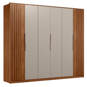 Guarda Roupa Casal Ripado Atrice Ambiente 6 Portas Nogueira Nude Prime TX Demóbile - Demartêz