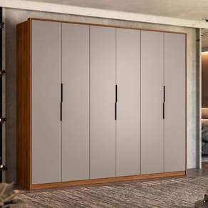 Guarda Roupa Casal Atrice Ambiente 6 Portas Nogueira Nude Prime TX Demóbile - Demartêz