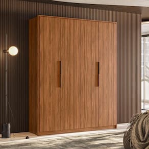 Guarda Roupa Casal Attore Ambiente 4 Portas Nogueira Touch Demóbile - Demartêz