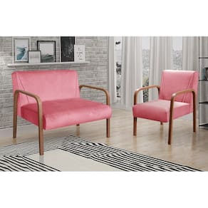 Conjunto Decorativo Anita Kit Namoradeira + Poltrona Sala, Recepção Rosa 280