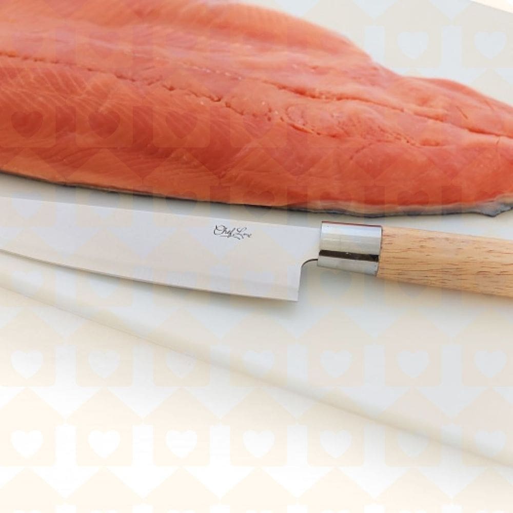 1Un Faca p/ Sushi no Estojo de Madeira Ultracorte Aço 33cm