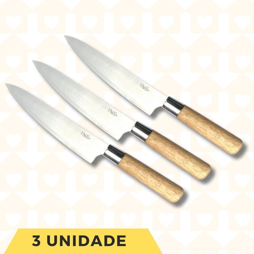Faca Sushi Cabo Madeira Aço 33cm Profissional Anatomico 2Un