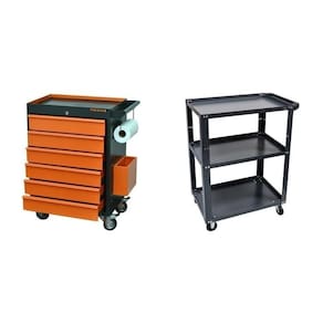 Conjunto 2 Carros de Ferramentas Profissional 6 Gavetas Presto Laranja