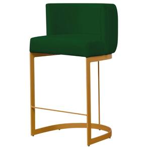 Banqueta Estofada Emily Base Gold Veludo Verde - Montanaris Decor
