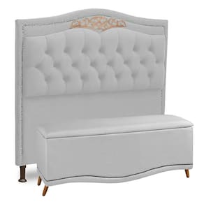 Cabeceira E Calçadeira Baú Box Casal Queen Size 160cm Branco