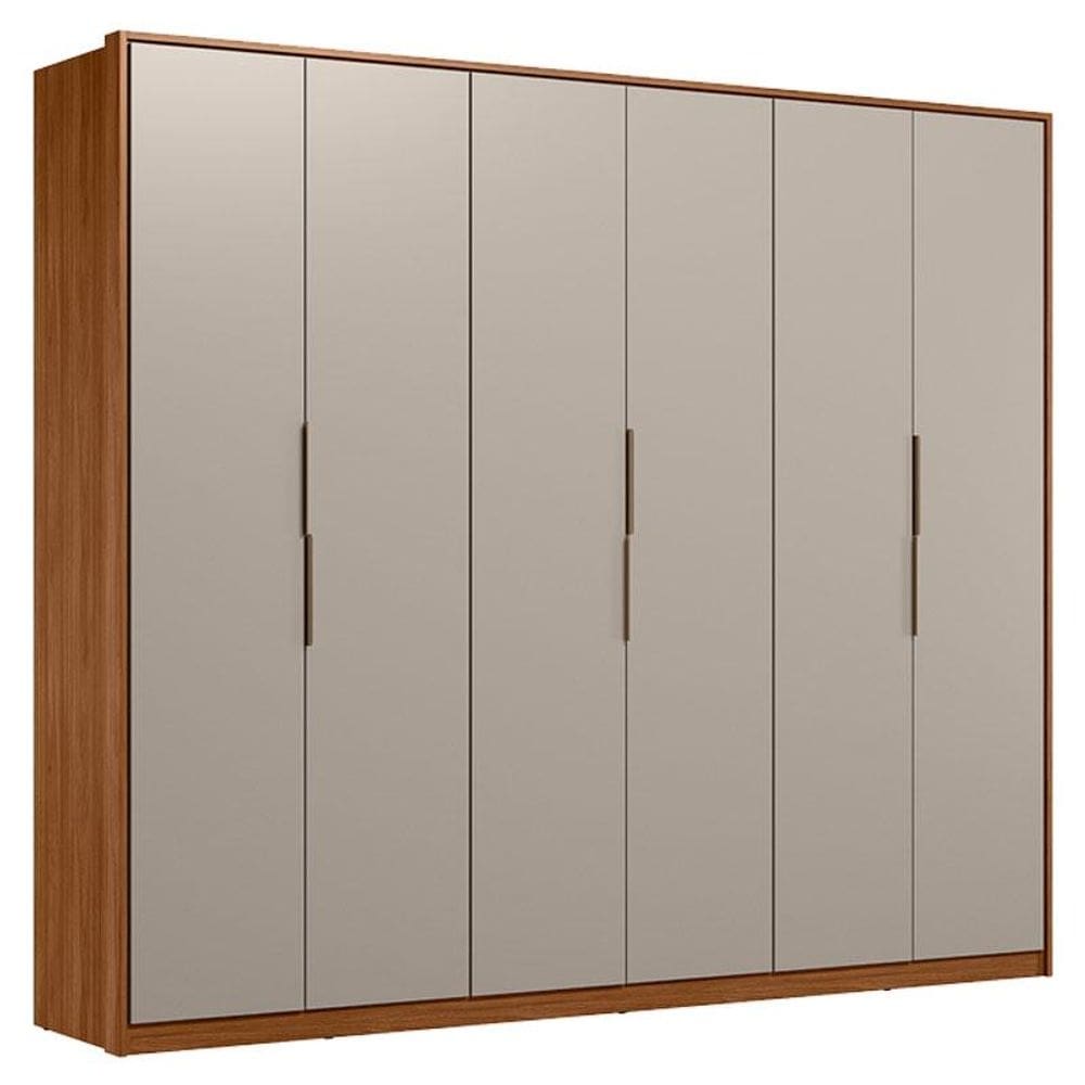 Guarda Roupa Casal Atrice 6 Portas Nogueira Nude Prime TX Demóbile - Demartêz