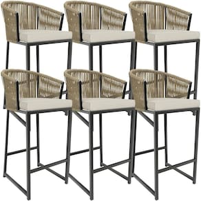 Kit 06 Banqueta Para Área Gourmet Cozinha Varanda D04 Bege