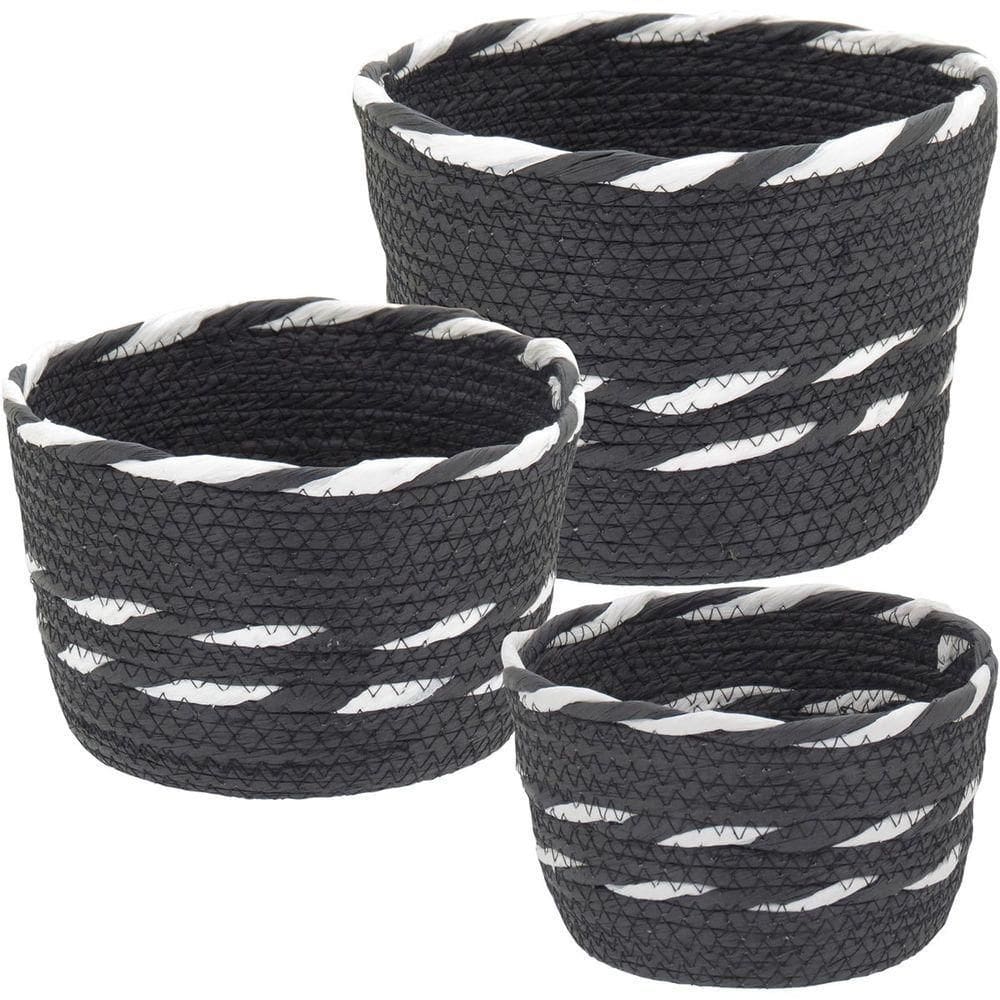 Sawalli Cesta Fibra Preto 3Pç