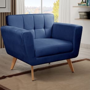 Poltrona Decorativa Bruna Sala de Estar Quarto Recepção Azul Marinho