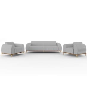 Kit Sofá 3 Lugares 180Cm Com 2 Poltronas Molino Cinza D-315