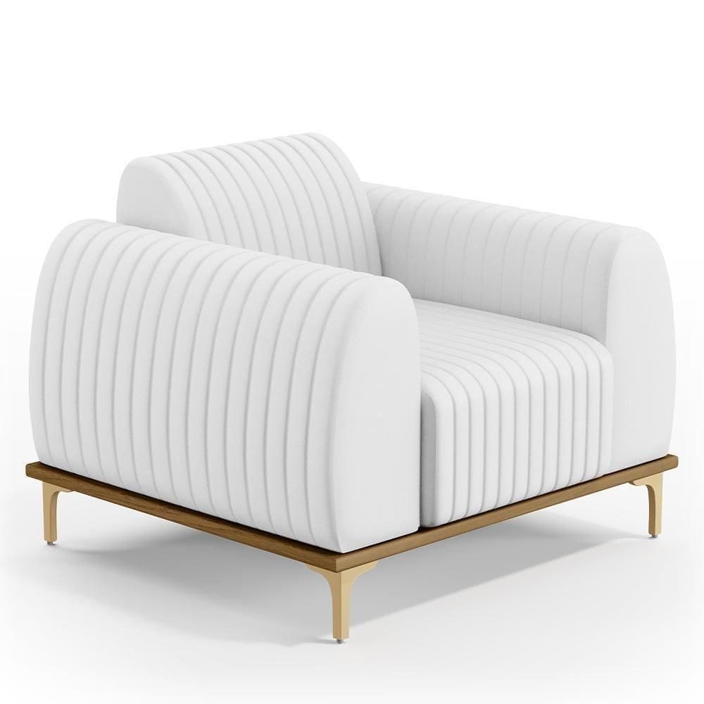 Poltrona Pés Metalizado D`Ouro Molino D02 Corano Branco C-12