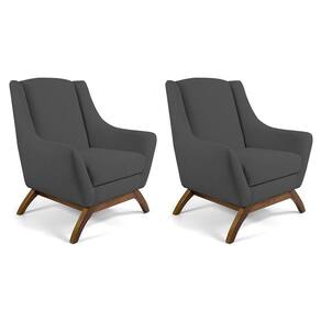 Kit 02 Poltronas Fixa Juliet D02 Veludo Cinza C-317