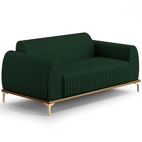 Sofá 3 Lugares Molino 180 Cm Pés D`ouro Verde Musgo C-303