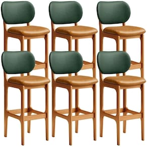 Kit 6 Banquetas Alta Cozinha L02 Imbuia Verde Whisky