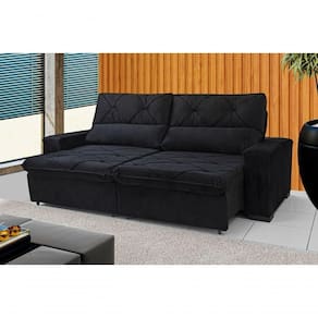 Sofá Retrátil E Reclinável 230 Cm Alaska Veludo Preto