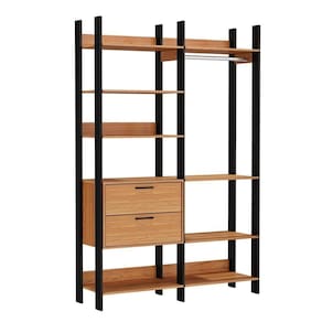 Guarda Roupa Closet Industrial 145Cm 100% Mdf Tw403 Freijó/Preto Fosco
