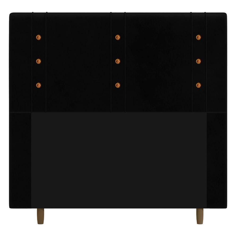 Cabeceira Cama Box Solteiro Roma 90cm Suede Preto