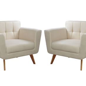 Kit 2 Poltronas Decorativas Bruna Sala de Estar Quarto Recepção Bege