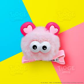 Monstrinho Bolinha de Pelúcia Pequeno Presilha Cabelo Maluco Bichinho Olhos Grandes Fofo Engraçado Rosa