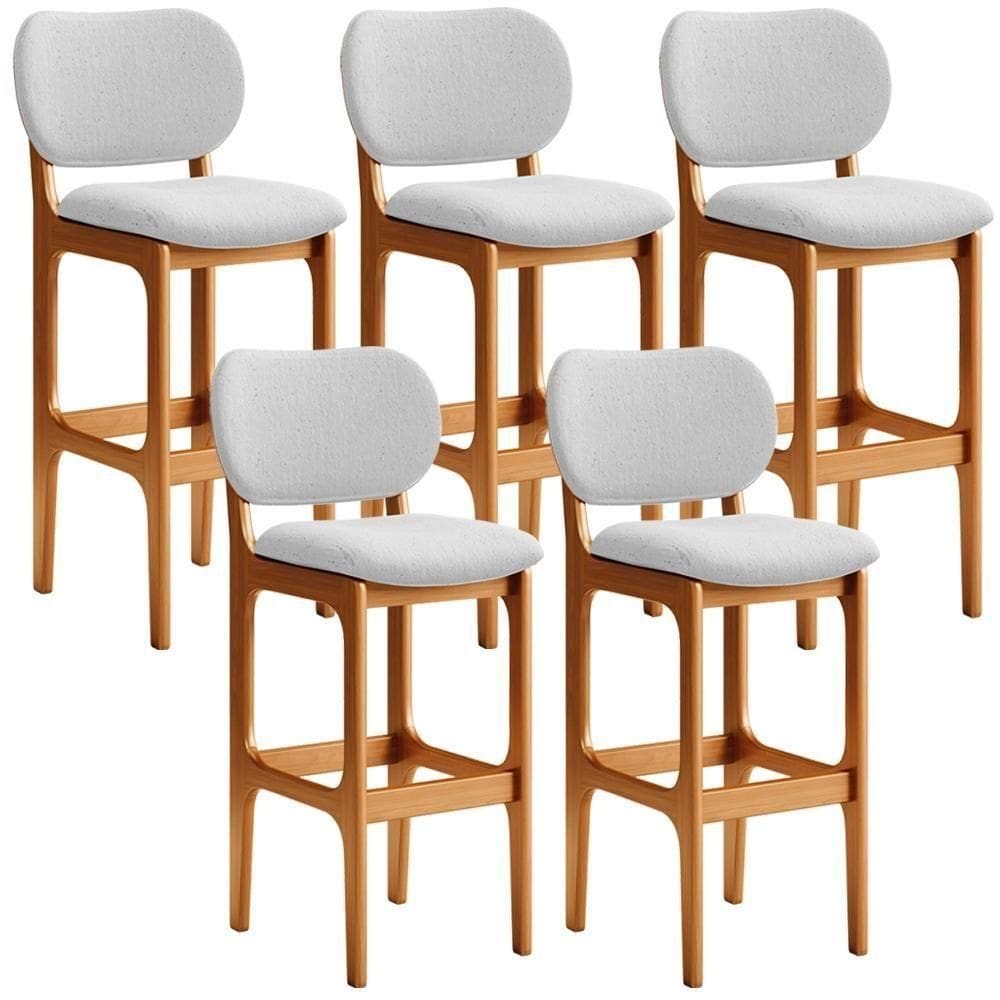 Kit 5 Banquetas Alta Cozinha Betta L02 Imbuia Cinza