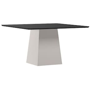 Mesa de Jantar 135x135 cm Barbara com Vidro Off White Preto - New Ceval